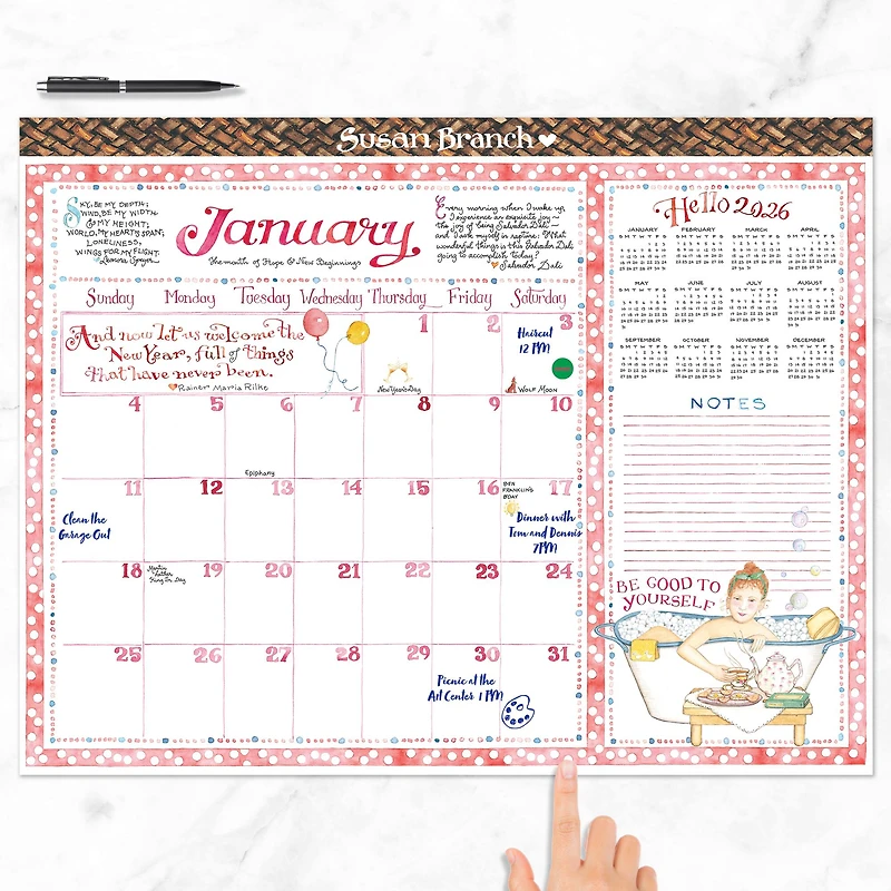 2026 Susan Branch Large Desk Pad Monthly Blotter Calendar