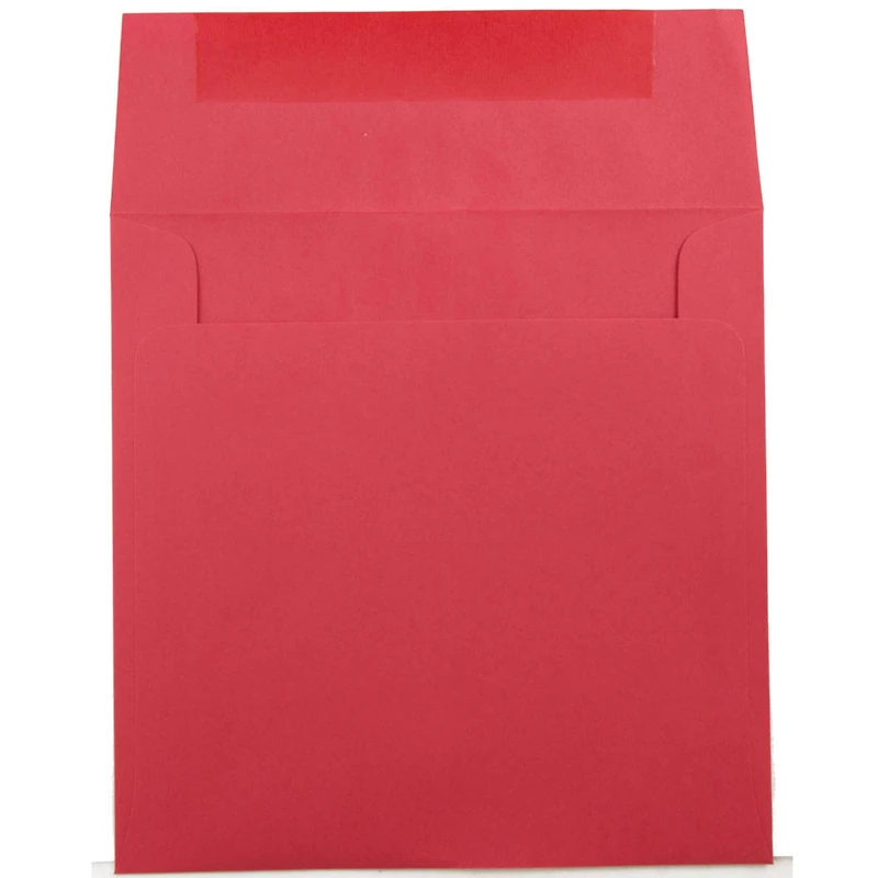 JAM Paper 7.5" x 7.5" Red Square Colored Invitation Envelopes, 25ct.