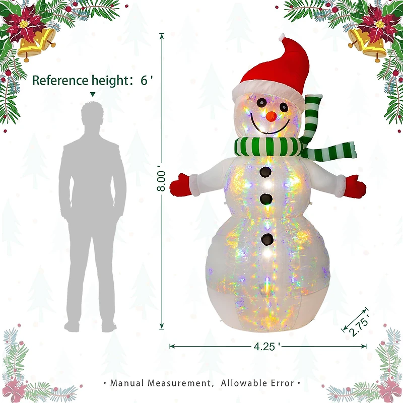Glitzhome® 8ft. LED Lighted Icy Snowman Inflatable Décor