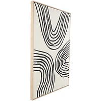 Black Wooden Abstract Wavy Line Framed Wall Art with Black Wooden Frame