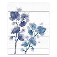 Blue Floral Shiplap 16" x 20" Canvas Wall Art