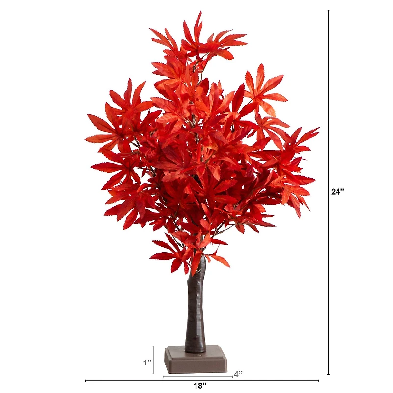 2ft. Pre-Lit Red Autumn Maple Artificial Fall Tree with 50 Warm White LED Lights and Detachable Base
