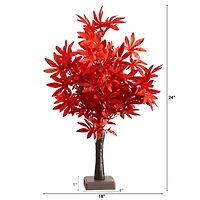 2ft. Pre-Lit Red Autumn Maple Artificial Fall Tree with 50 Warm White LED Lights and Detachable Base