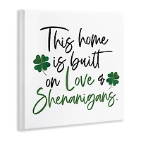 Stupell Industries Love & Shenanigans Lucky Green Clover Calligraphy Quote Wall Plaque Art