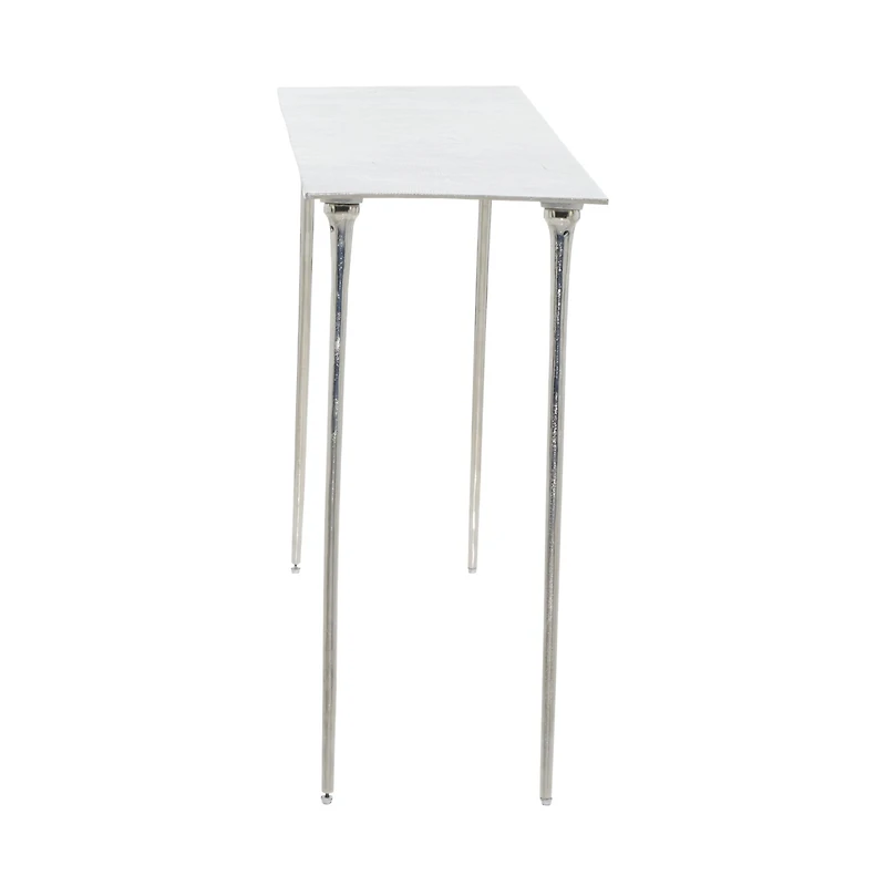 Silver Aluminum Glam Console Table, 50" x 15" x 31"