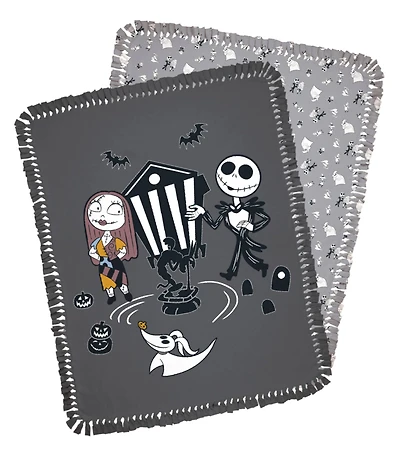 Nightmare Before Christmas 72" Jack & Sally Love No Sew Fleece Throw Kit