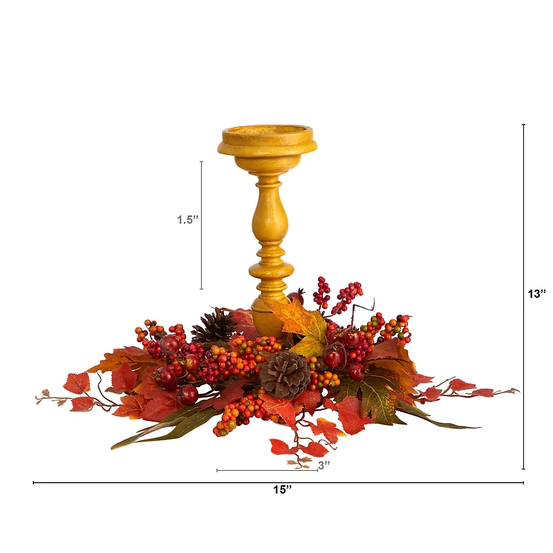 15" Harvest Fall Candelabrum Arrangement