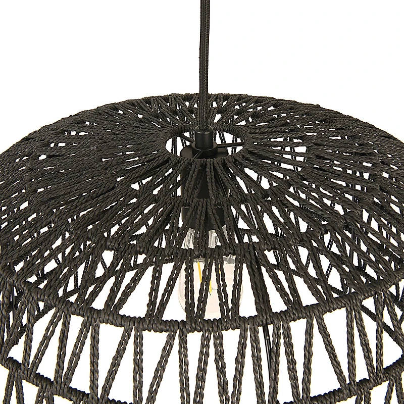 Hello Honey® 19.5" Charcoal Gray Woven Pendant Lamp