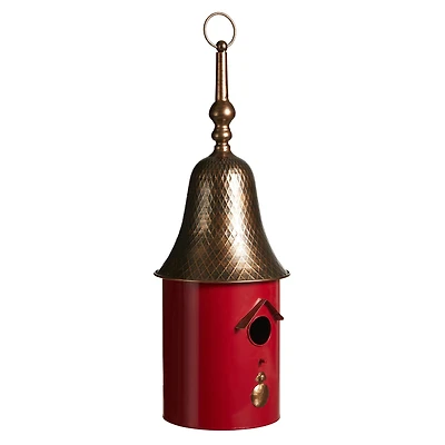 Glitzhome® 24" Retro Red Metal Bell Roof Birdhouse