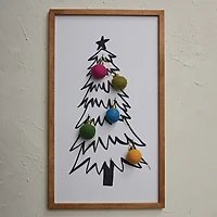 Hello Honey® 26" Black & White Tree with 9 Hooks Wood Framed Wall Décor