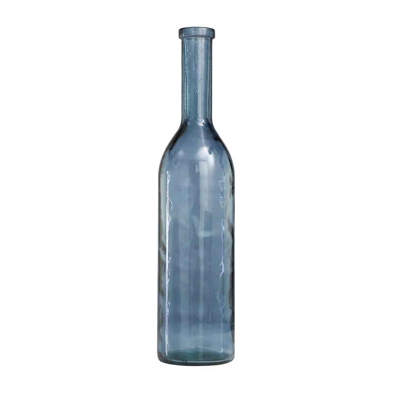30" Blue Recycled Glass Tall Spanish Bottleneck Vase