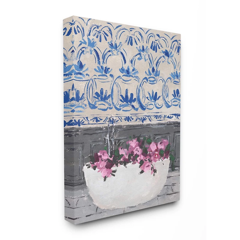 Stupell Industries Flowers Bath Tub Pink & Blue Canvas Wall Art