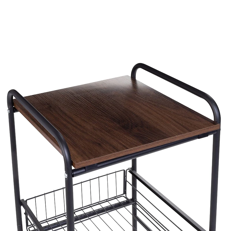 Honey Can Do Black & Natural 3-Tier Slim Rolling Cart