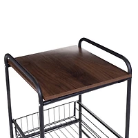 Honey Can Do Black & Natural 3-Tier Slim Rolling Cart