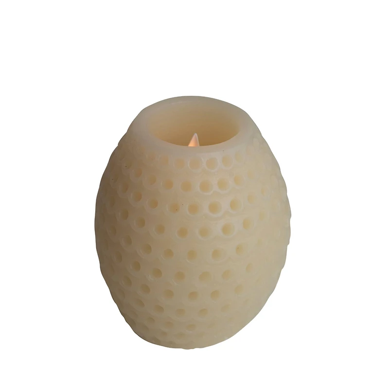 Hello Honey® 5" Ivory LED Debossed Pillar Candle
