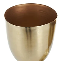 Gold Hourglass Shaped Metal Planter Set with Elevated Base
