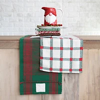Hello Honey® 108" Green & Red Plaid Embroidered Cotton Table Runner