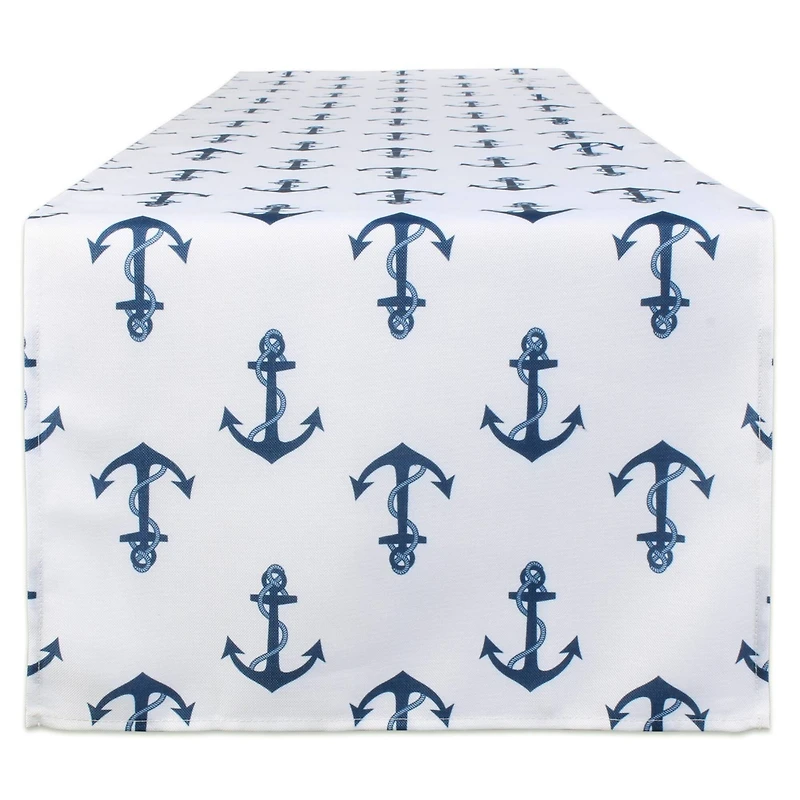 DII® 72" Blue Anchor Print Outdoor Table Runner