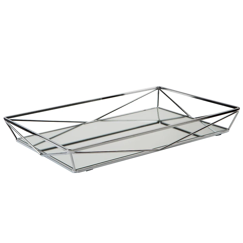 Home Details Chrome Geometric Mirrored Vanity Tray