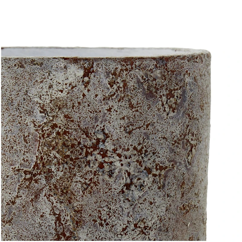 12" Brown Ceramic Wide Textured Vase