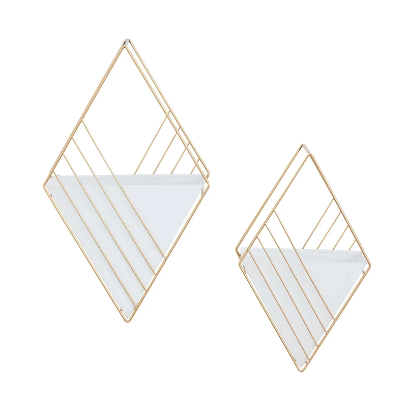 CosmoLiving by Cosmopolitan Set of 2 White Iron Contemporary Planter, 17" x 10" x 5"