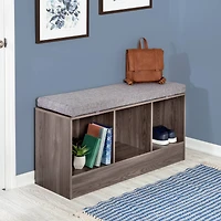 Honey Can Do Farmhouse Gray Entryway Bench with Storage Shelves