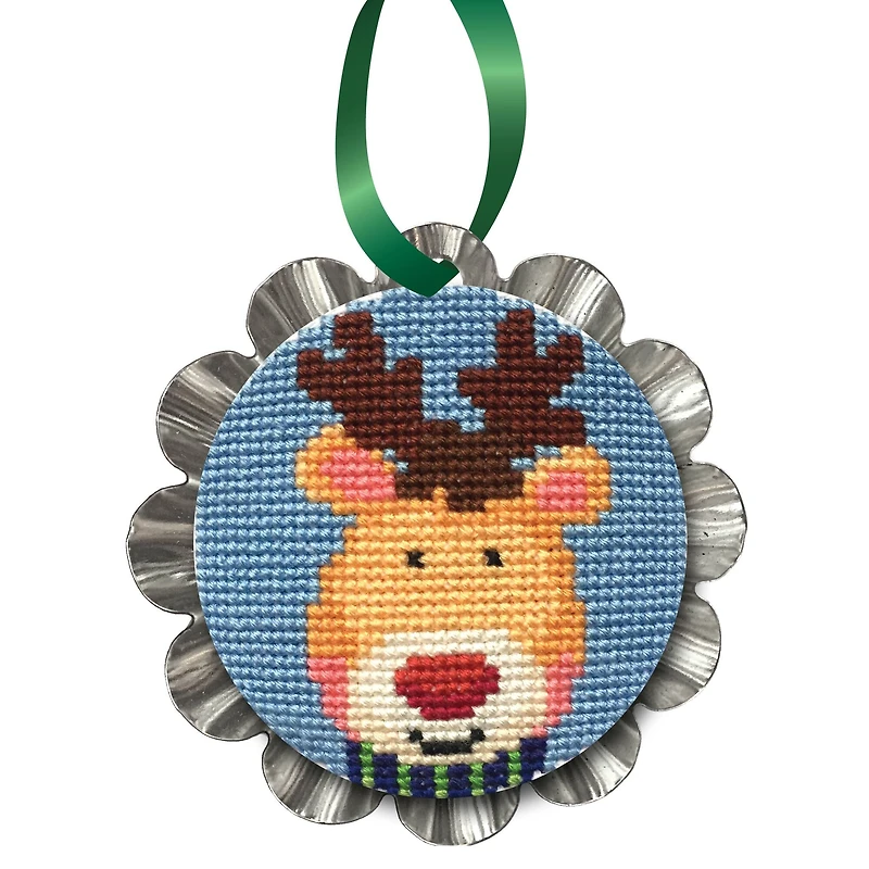 Colonial Needle Jolly Reindeer Tart Tin Counted Cross Stitch Kit