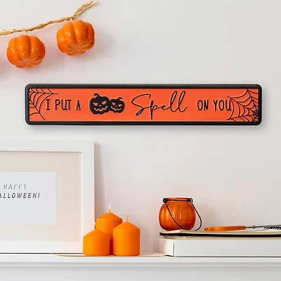 20" Orange & Black "I Put a Spell on You" Halloween Wall Sign