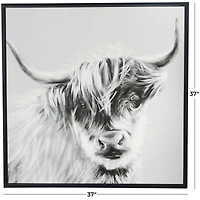 The Novogratz White Canvas Shaded Bull Framed Wall Art with Black Frame 37" x 1" x 37"