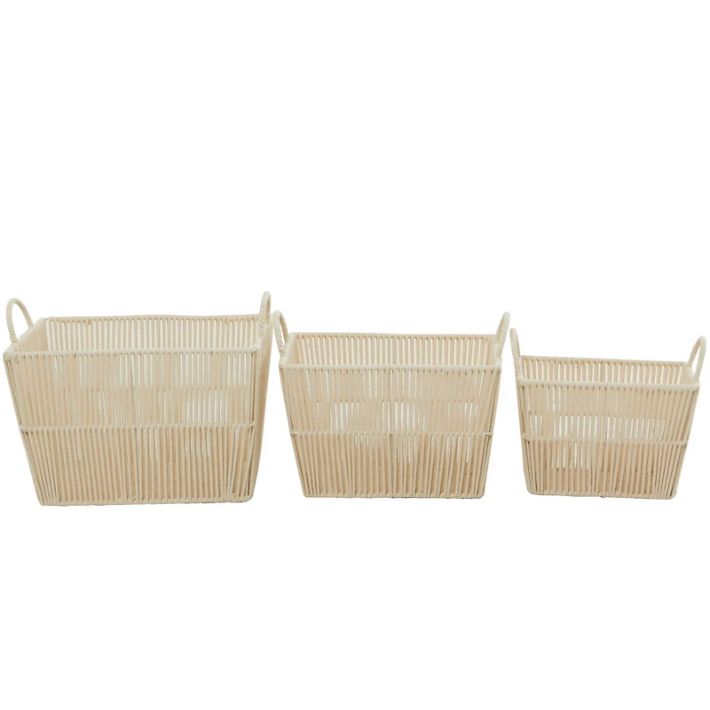 Cotton Handmade Storage Basket with Handles Set of 3 12", 11