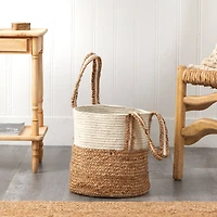 14'' Natural Cotton & Jute Boho Chic Basket Planter