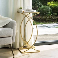Glitzhome® Metal Tall Accent Table with Glass Top Set