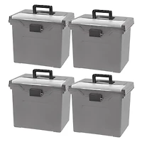 Iris® Gray, Portable File Box Letter Size, 4 Ct