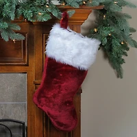 20" Burgundy & White Traditional Christmas Stocking