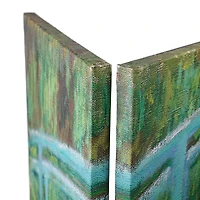 American Art Decor™ 6ft. Double-Sided 4-Panel Monet Water Lilies and Japanese Footbridge Canvas Privacy Screen