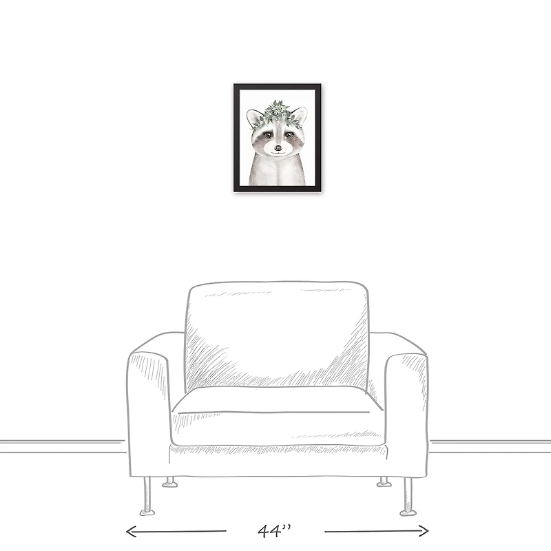 Sweet Raccoon 12.73" x 15.73" Black Framed Canvas