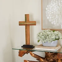 21" Brown Natural Cross Sculpture