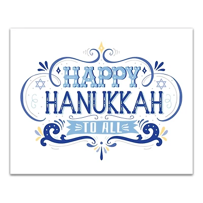 Happy Hanukkah Retro 16x20 Canvas Wall Art