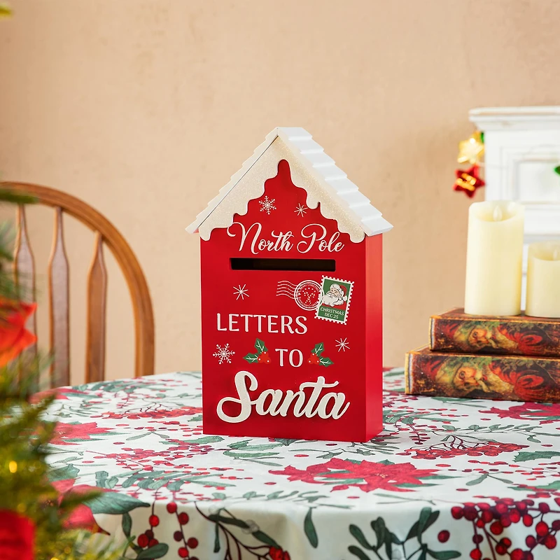 Glitzhome® 14" Christmas Wooden Mailbox Table Décor