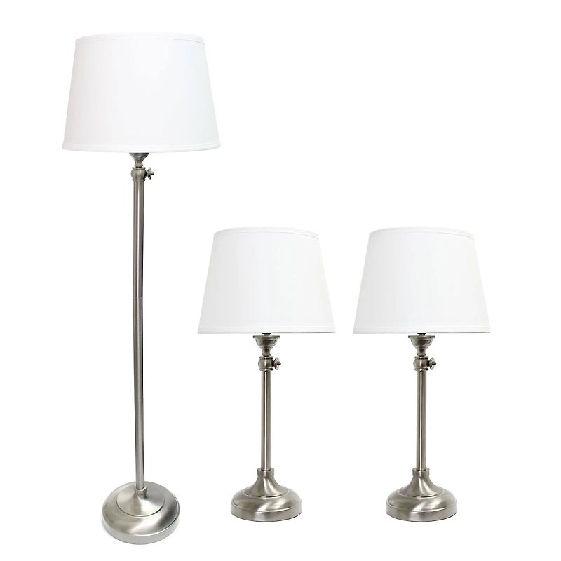 Lalia Home Brushed Nickel Extendable Lamp Set