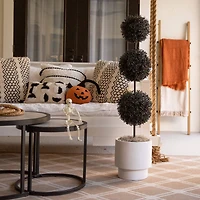 4ft. UV Resistant Artificial Halloween Black Triple Ball Boxwood Topiary (Indoor/Outdoor)