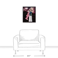 Patriotic Lighthouse Black Framed Canvas