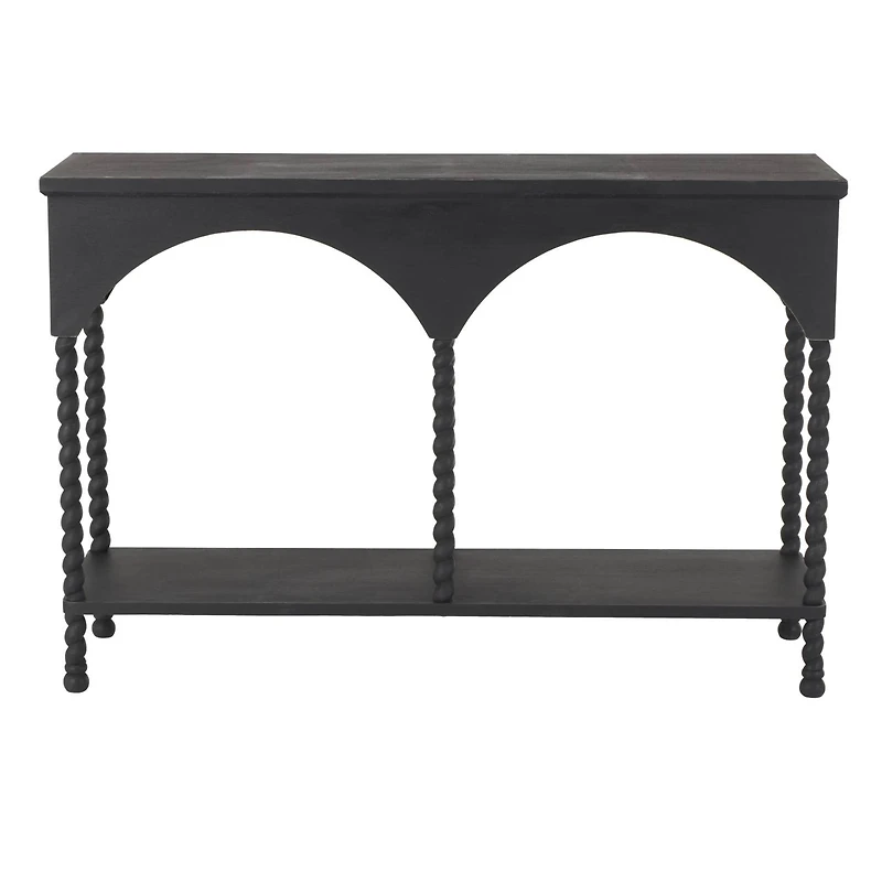 47" Black Wood Arched 1-Shelf Living Room Console Table
