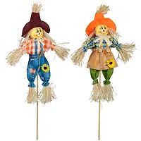 18" Boy & Girl Fall Harvest Scarecrow Picks