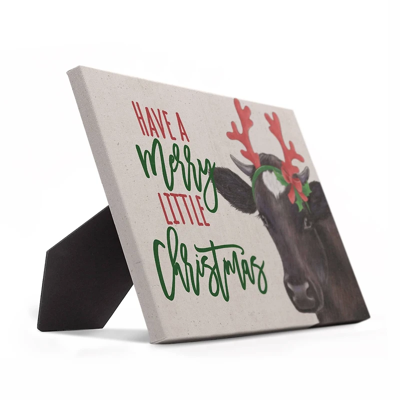 10" Reindeer Cow Tabletop Canvas Art