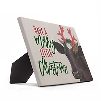 10" Reindeer Cow Tabletop Canvas Art