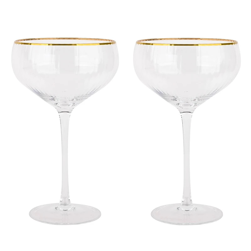 11oz. Clear Coupe Glasses with Gold Rim, 2ct. by Celebrate It™