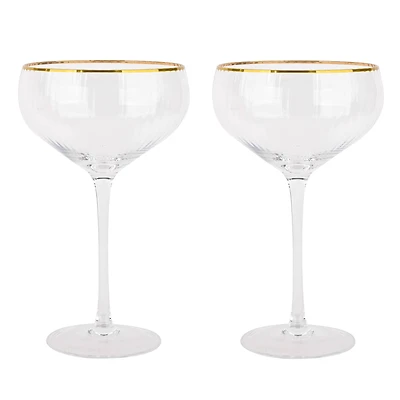 11oz. Clear Coupe Glasses with Gold Rim, 2ct. by Celebrate It™