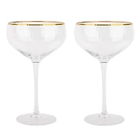11oz. Clear Coupe Glasses with Gold Rim, 2ct. by Celebrate It™