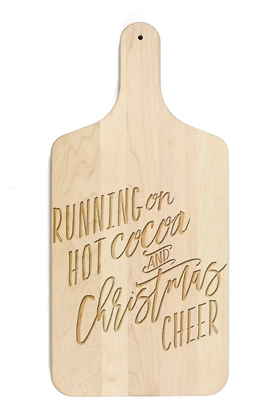 17" Running on Hot Cocoa & Christmas Cheer Maple Paddle Cutting Board